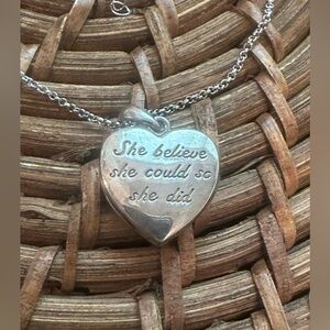 Silver inspirational Heart Shaped Pendant Necklace Locket